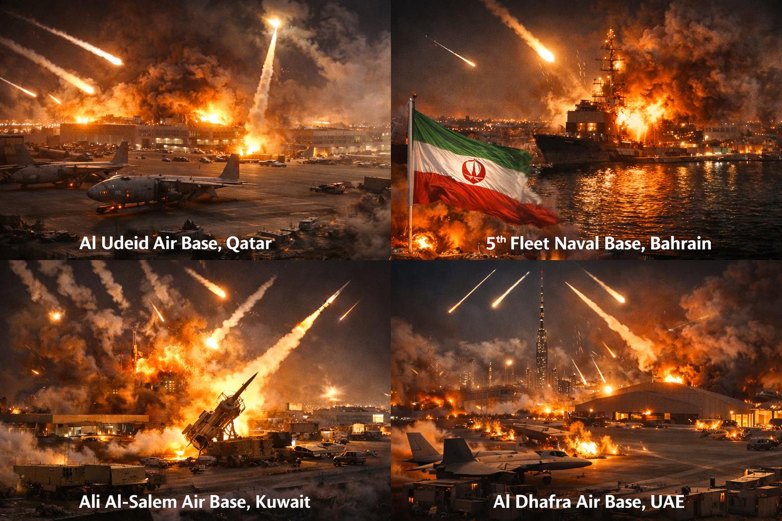 Serangan Amerika-Israel ke Iran, Mengakibatkan Seluruh Markas Militer Amerika Diseluruh Negri Arab Hancur Lebur Akibat Dihantam Rudal Iran